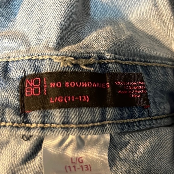 No Boundaries Jeans cut off overalls juniors size large 11-13 - Picture 6 of 8